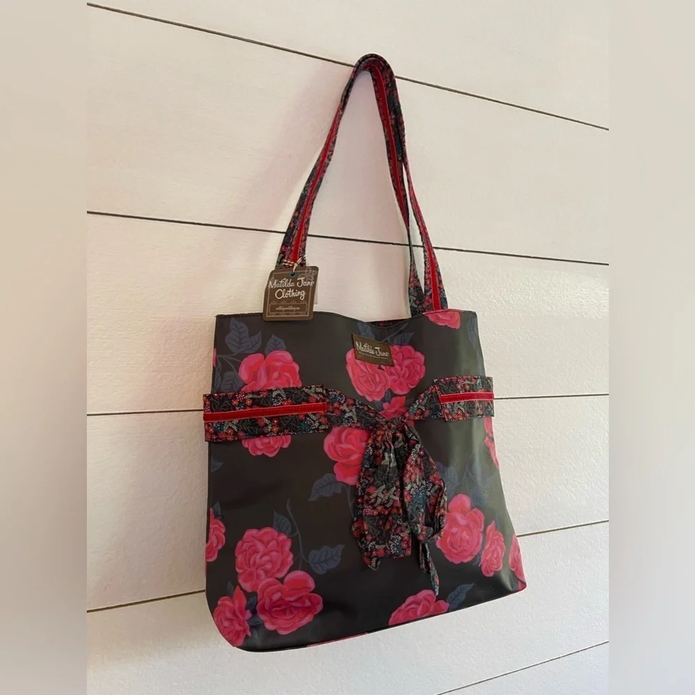 Matilda Jane Heart Strings Black & Pink Tote NWT